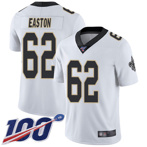 Men New Orleans Saints Limited White Nick Easton Road Jersey NFL Football 62 100th Season Vapor Untouchable Jersey